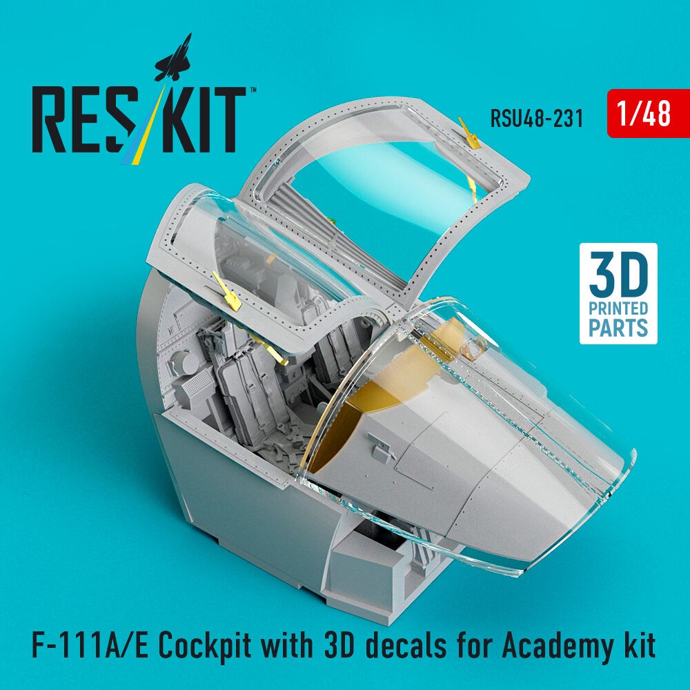 ResKit RSU48-0231 1:48 F-111A/E Cockpit 3D Decals for Academy Kit