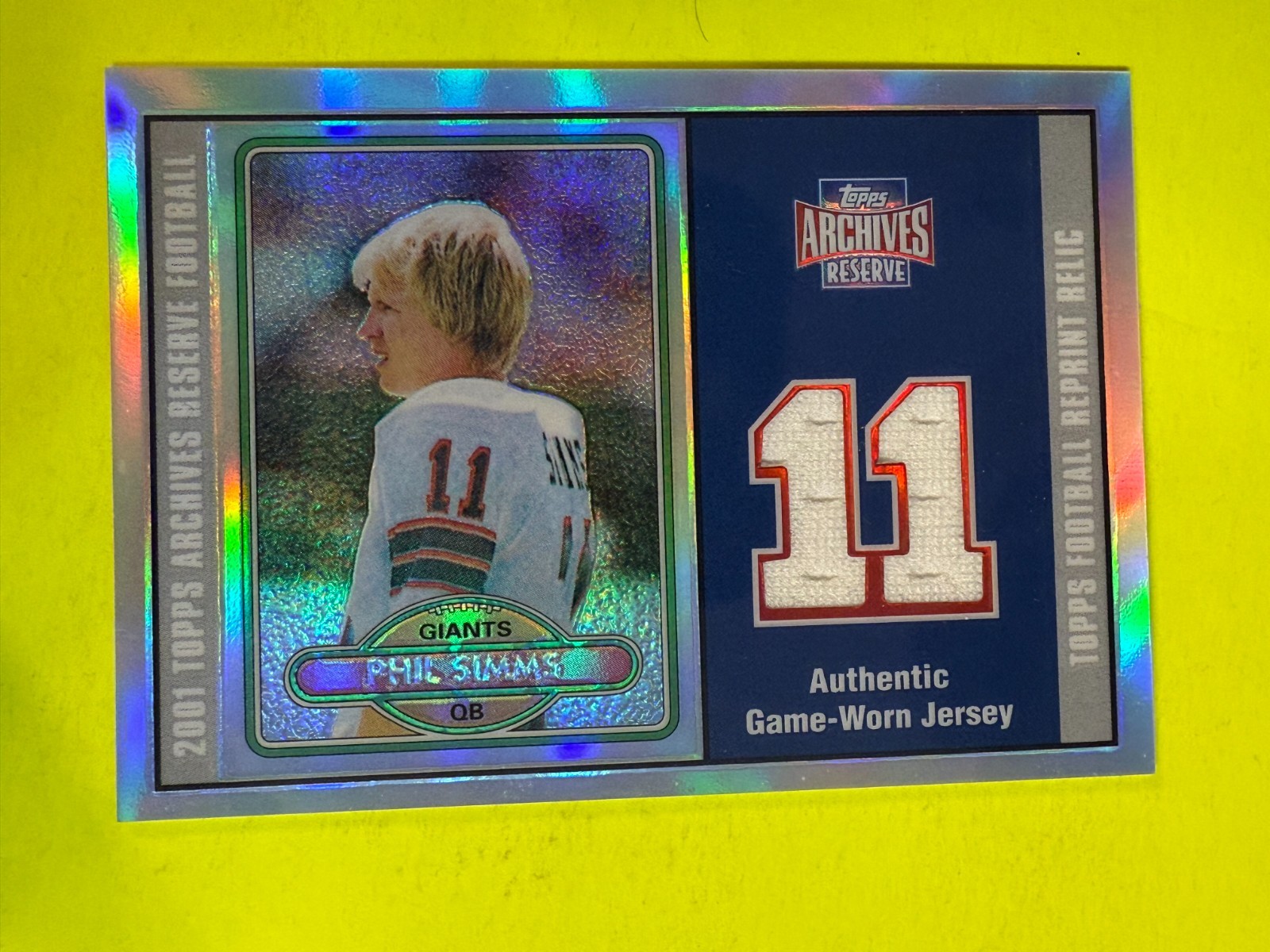 DA105705 2001 Topps Archives Reserve Jersey #ARRPS Phil Simms 