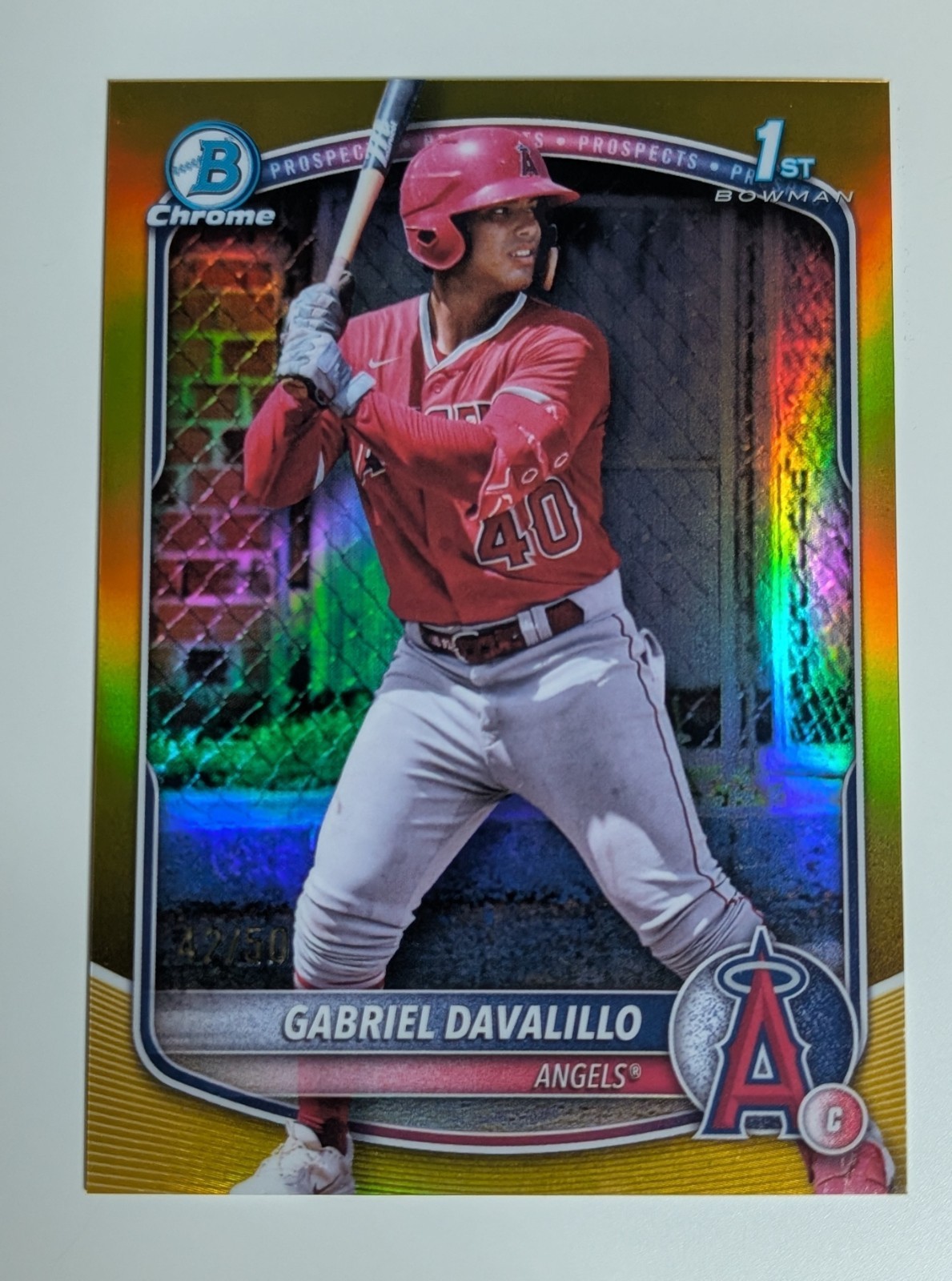 Gabriel Davalillo 2025 Bowman Chrome 1st True Gold Refractor /50 Angels
