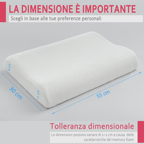 Cuscino Ergonomico Cervicale 50X30 Cm | Memory Foam Medio Rigido | Cuscino Ortop - Foto 2 di 12