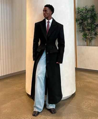 Abrigos extra largos de mezcla de lana para hombre hasta el tobillo pico solapa ropa exterior chaqueta - Imagen 3 de 19