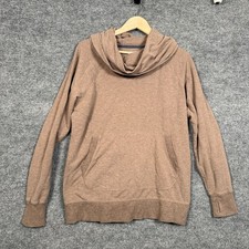 L.L. Bean Size Large Hoodie Tan Cowl Neck Cotton Blend Thumbholes Long Sleeves