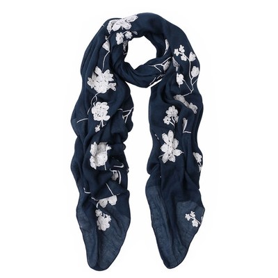 Premium Elegant Lace Floral Embroidered Scarf Wrap - Different Colors Available