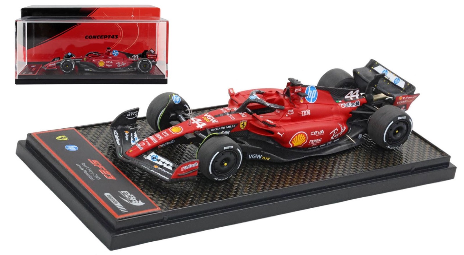 BBR C32044 Ferrari SF-23 #44 Fiorano Test 2025 - Lewis Hamilton 1/43 Scale