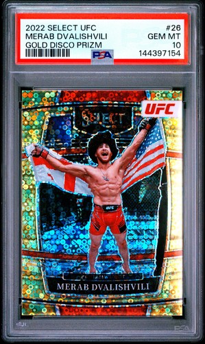 2022 PANINI SELECT UFC GOLD DISCO PRIZM #26 MERAB DVALISHVILI 6/10 PSA 10