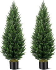 Artificial Topiary Cedar Trees 5FT Tall 2 Set, Outdoor Indoor Faux Pine Shrubs