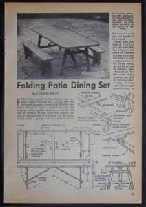 Foldaway Picnic Table 1954 How-To Build PLANS EZ storage