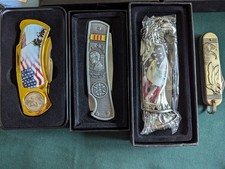 Lot/4 Folding Knife Bald Eagle American Flag POW USA Patriotic Pocket Knives