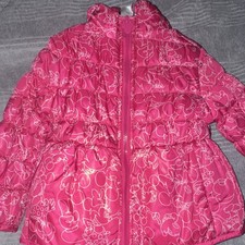 Disney Minnie Mouse Girls Pink Hooded Full Zip Puffer Jacket Size 3 Fall/Winter