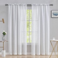 Home Brilliant Semi Sheer Curtains 84 Inches 54W x 84L Pack of 2 , White