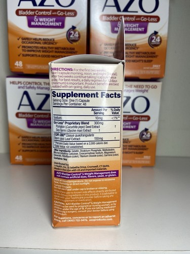 Azo Bladder Control Go-Less & Weight Management 48 Capsules Exp 9/26 Lot Of 6 - Picture 2 of 5