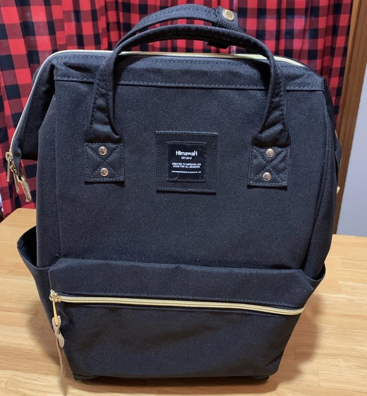 Himawari Black Laptop Canvas Backpack
