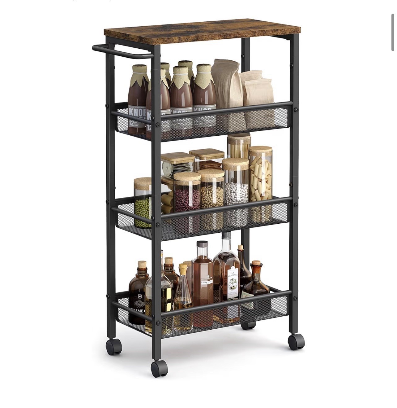 VASAGLE 4 Tier Trolley Space Saving Kitchen Cart  black