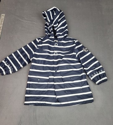 Schmuddelwedda Rain Jacket Kids 98 2-3 Years Blue Striped Waterproof Hoodie