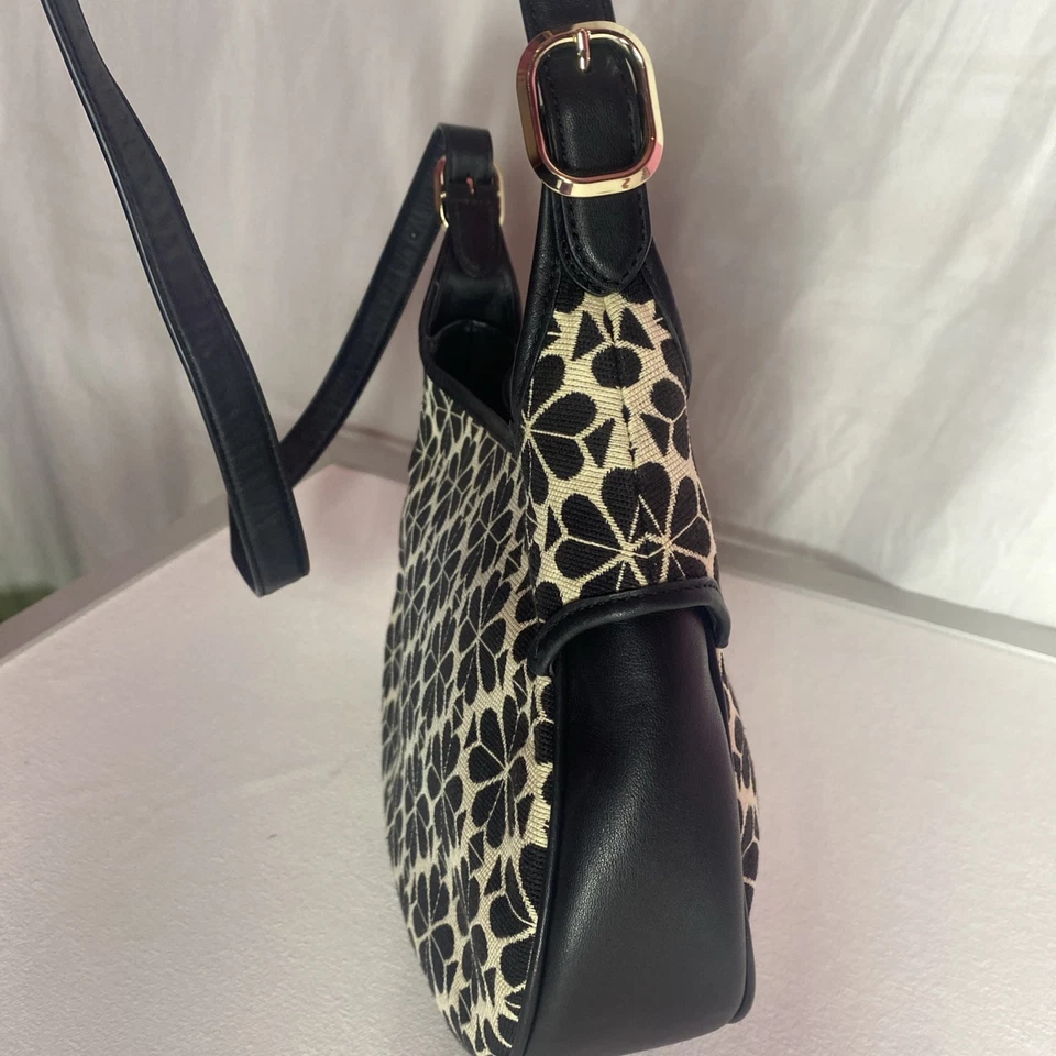 Bolso de Hombro Kate Spade Penny Flower Jacquard Rosa Rojo Rayas Pequeño Hobo ~ ¡USADO EN EXCELENTE ESTADO! Foto 3 de 4