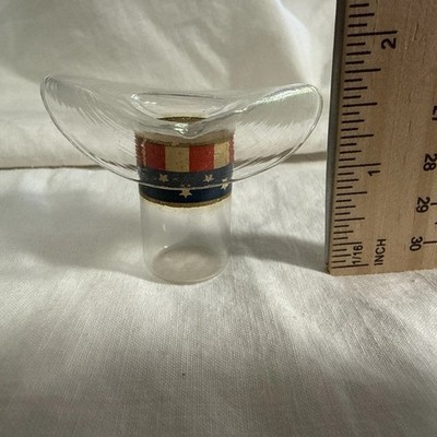 Rare Uncle Sam Glass Cowboy Hat Shot Glass American Flag 1.5 