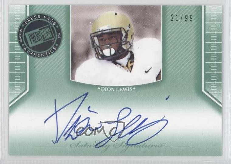 Dion Lewis Press Pass Legends Saturday Signatures #DL2 Emerald