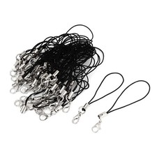 50 Pcs Metal Lobster Clasp Straps Lanyard Black for Phone Mp3 Mp4