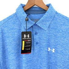 NEW Under Armour Golf Polo Shirt Mens 2XL Blue Heatgear First Tee LOGO 50" FLAW