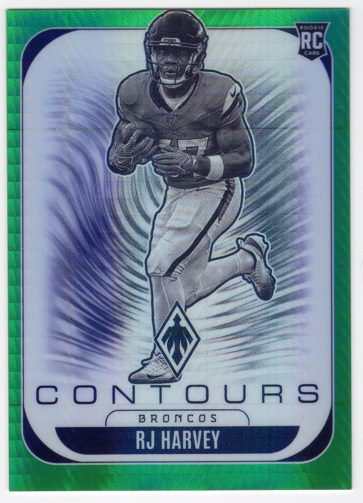 2025 Panini Phoenix - RJ Harvey #10 Green /99 (RC) Contours Denver Broncos