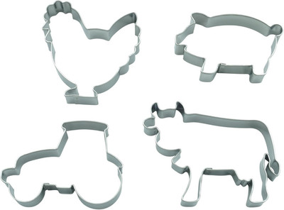 4er Set ''Landwirt'' - Traktor, Schwein, Kuh & Henne - Spülmaschinengeeignete Auss
