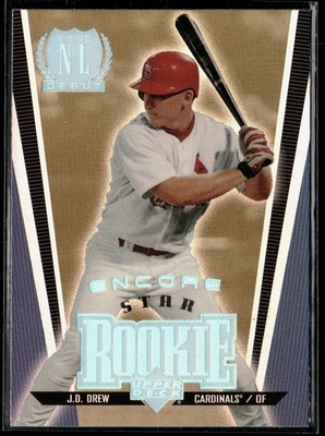 JD Drew Star ROOKIE 1999 Upper Deck Encore Baseball NL Debut RC