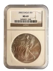 2002 American Silver Eagle $1 Dollar Coin One Troy Ounce 0.999 Fine NGC MS69