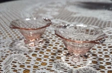 Footed Salt/Nut~ PinK Depression Glass ~Small~lot Of 2