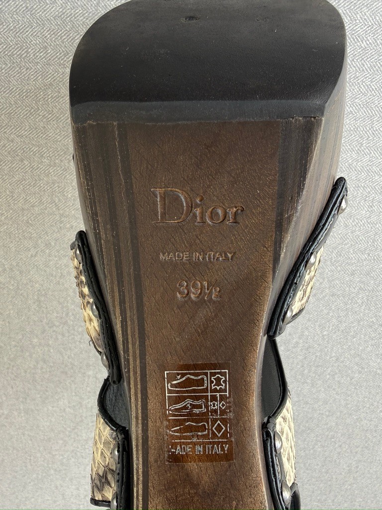 Christian Dior Feline Python Platform Sandals Woo… - image 9