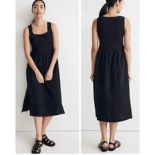 madewell black knit tank midi dress nk516 women size xsmall