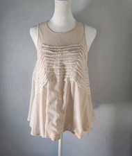 The GREAT. Women's Sleeveless Flowy Top Ruffled Lace Sheer Boho Size 2/Small