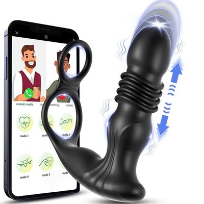 Male Prostate Massager Vibrator Telescopic Anal Plug Dildo Sex Toy for Men Women   