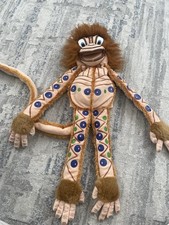 Vintage Tribal Monkey Hand Puppet Plush Long Limbs Jungle Decor Toy Folk Art Sty