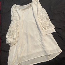Blouse , White, Lace Sleeves