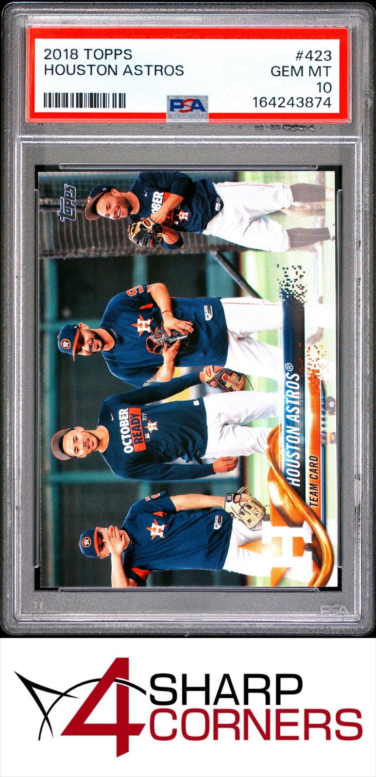 2018 TOPPS #423 HOUSTON ASTROS JOSE ALTUVE PSA 10 view 1