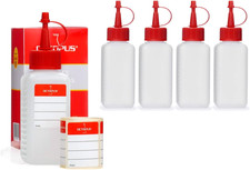 5 X 100 Ml Bottiglie Di Plastica in HDPE Con Tappi Rossi a Spruzzo E a Goccia, p