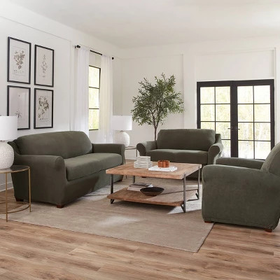 Sure Fit 2pc Stretch Pique Chair Slipcover with Cushion Cover: Machine - Picture 2 of 5