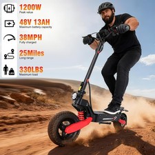 Peak 1200W Single Motor Electric Scooter 11" Off-Road Tires 48V/13Ah for Adults
