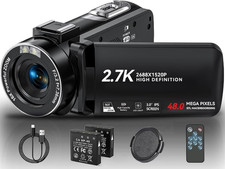 Camcorder Video Camera 2.7K Full HD 48MP Camcorder for YouTube 3.0 Inch IPS Scre