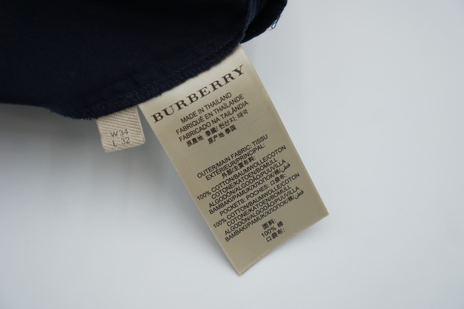 Men Burberry Brit Chino Pants Trousers Navy Blue Cotton  W34 L32 image 6