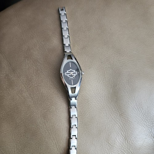 Harley Davidson Ladies Watch Bulova Womens New Battery Stainless Steel 20mm - Picture 2 of 7