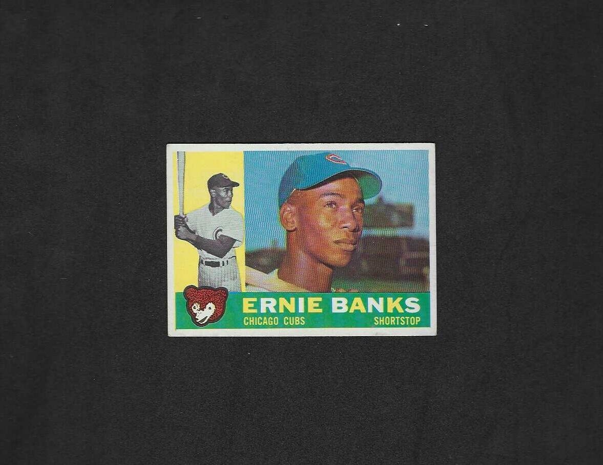 1960 Topps Baseball HOF-#10 Ernie Banks, Chicago Cubs, ex, no creases, centered