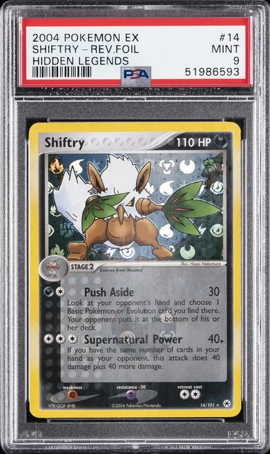 2004 POKEMON EX HIDDEN LEGENDS #14 SHIFTRY-REVERSE FOIL PSA 9