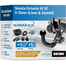 ANHÄNGERKUPPLUNG für Skoda Octavia III 13-14 abnehmbar BRINK +13po E-Satz JAEGER