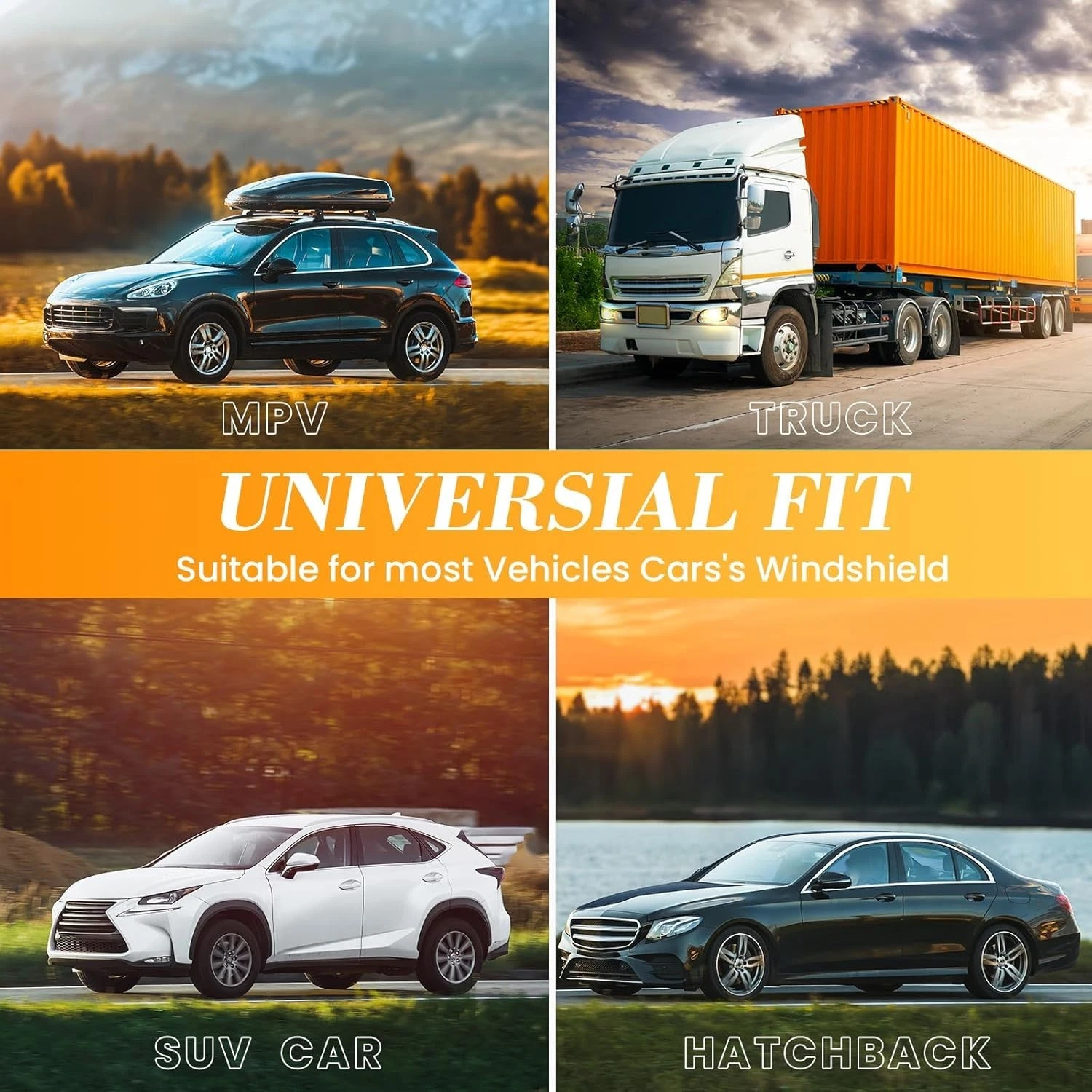 Universal Foldable Car Windshield Sun Shade - 55x32 Inches