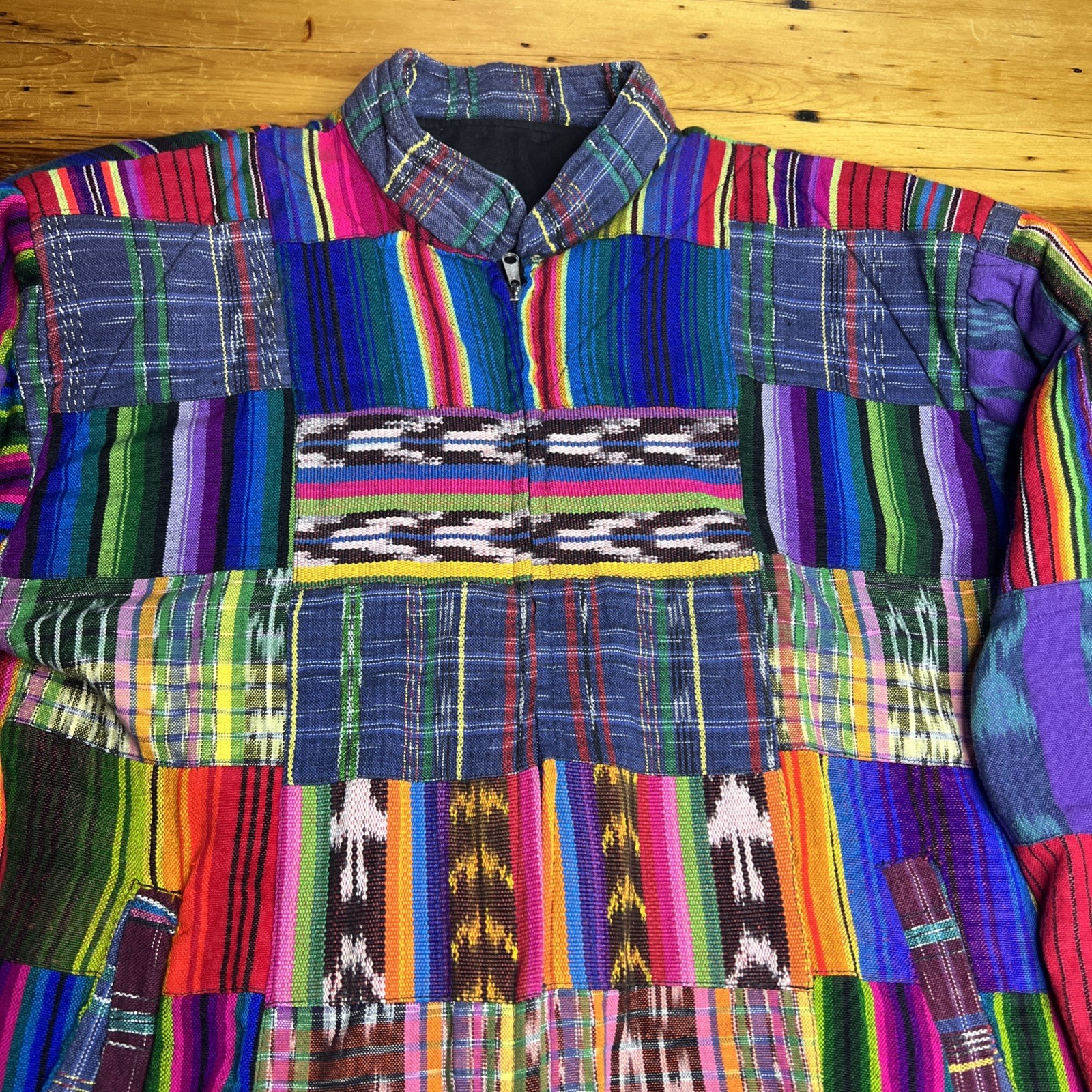 Vintage 90s Patchwork Bomber Jacket Guatemalan Se… - image 6