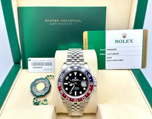 Rolex GMT Master II Pepsi 126710BLRO 40mm Red Blue Bezel Steel Jubilee Box Paper