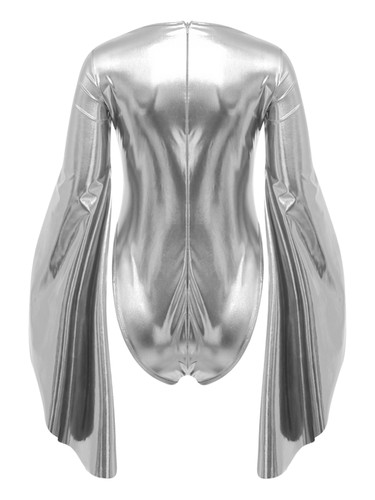 Womens Costume PU Bodysuit Masquerade Outfits Ladies Jumpsuit Hollow Out Shiny - Picture 37 of 72