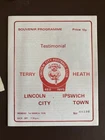 Lincoln City V Ipswich Town Football Programme Heath Testimonial  1/3/1976