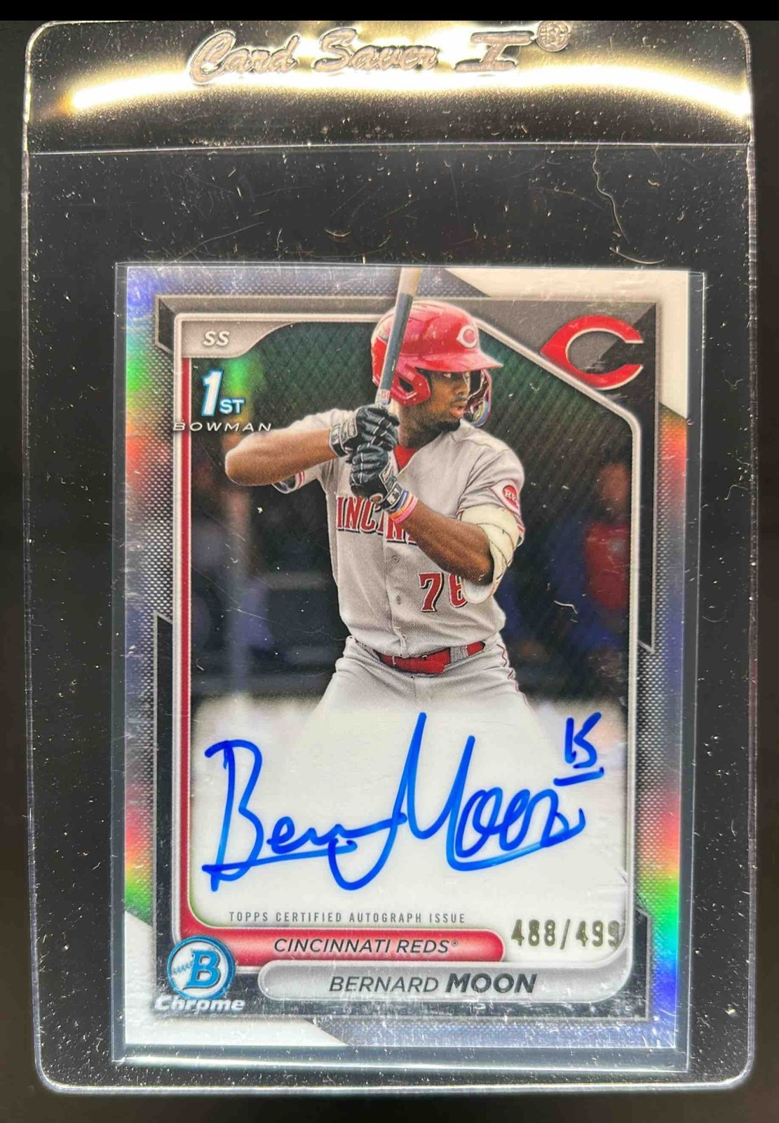 2024 Bowman Chrome Bernard Moon Auto 1st Refractor #488/499 Reds